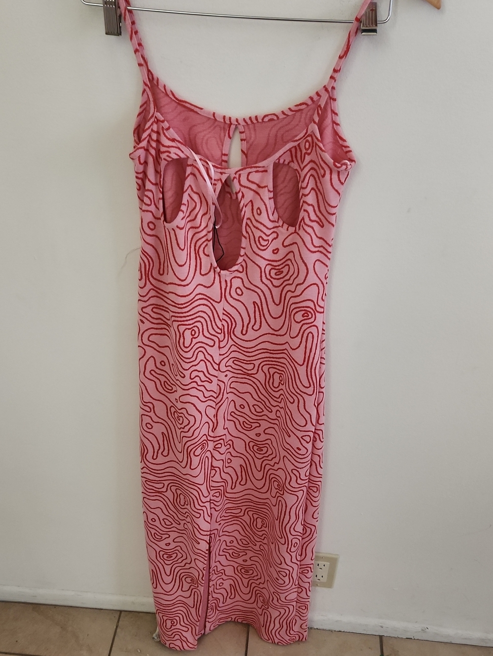 NWOT Zara Pink Red Swirl Abstract Midi Dress Small - Picture 7 of 8